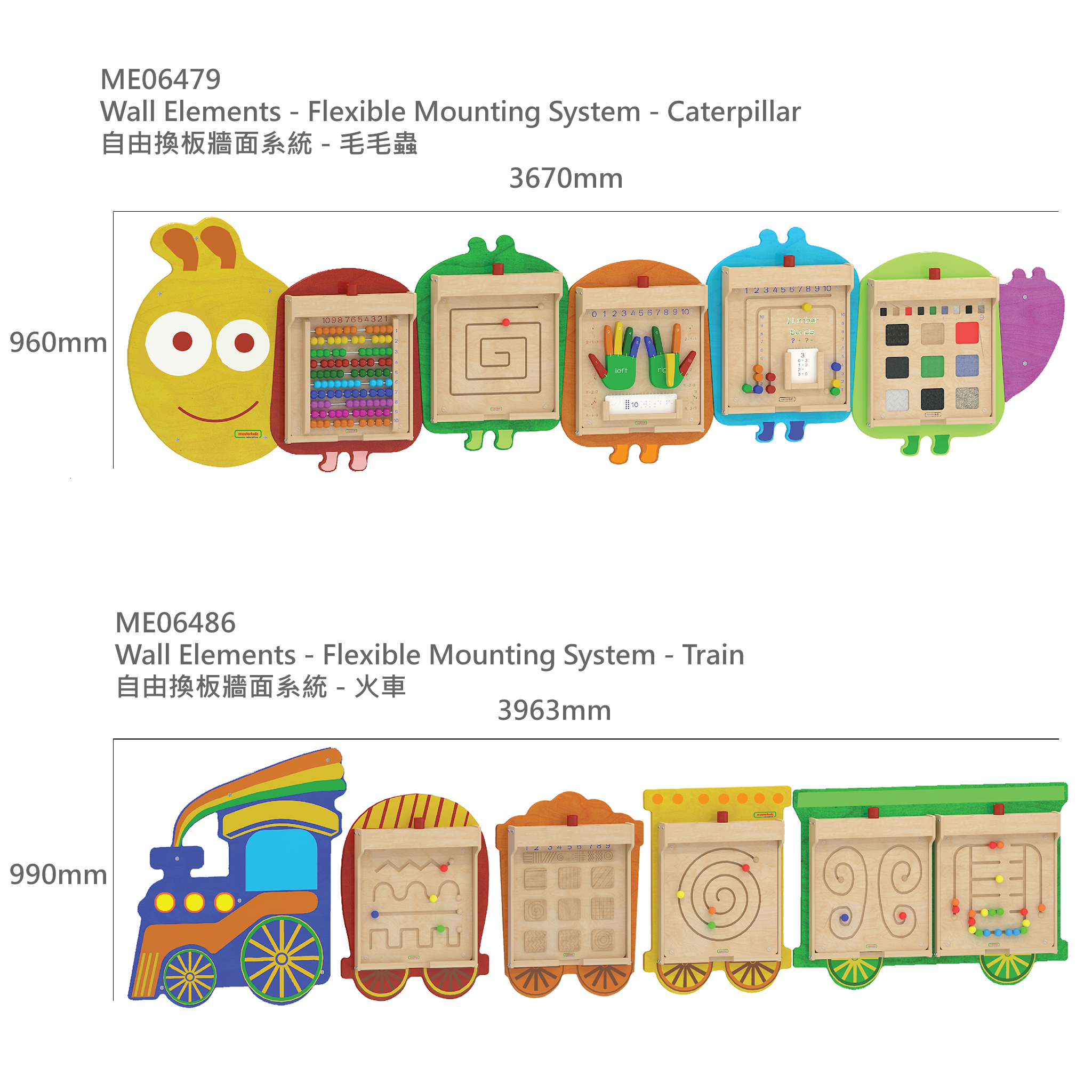 Masterkidz Wall Elements - Flexible Mounting System - Train (without wall element)